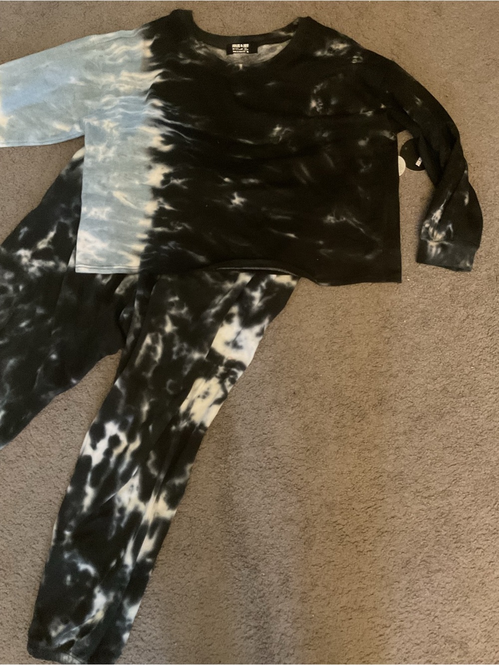 NWT Jolie & Joy Tie Dye Blue Rainbow Sweashirt & sweatpants set Loungwear sz 2X - Picture 6 of 8